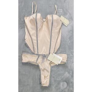 Elle Macpherson Intimate Set 36 D Medium Bustier Corset and Panty Lingerie cream